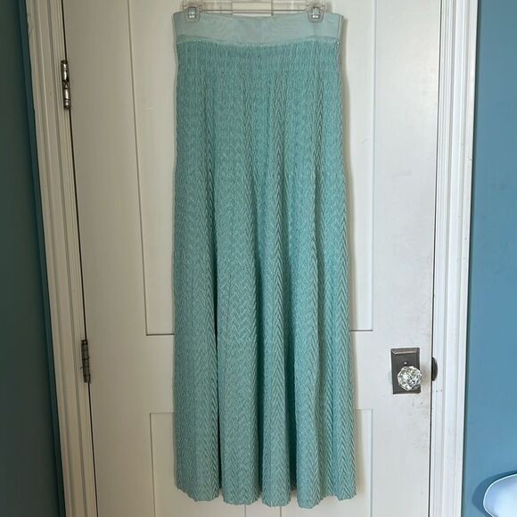 NWT Anthropologie Cecilia Prado Mint Knit Maxi Bohemian Spring Summer Skirt sz M - Picture 3 of 12